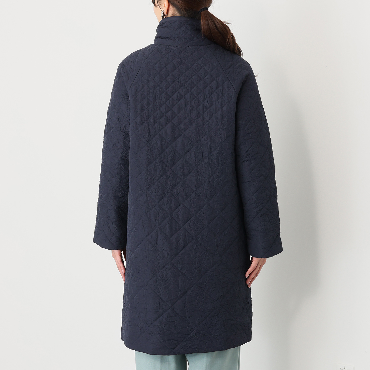 元町ゼラール ワッシャータフタ グラデーションキルト スタンドロングコート