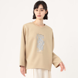 アリュメット フラワーモティーフ 箔プリント プルオーバー