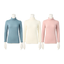 肌ごころ カラーはお任せ！ 綿１００％ 柔らかウェーブ素材 ハイネックインナー ３枚セット