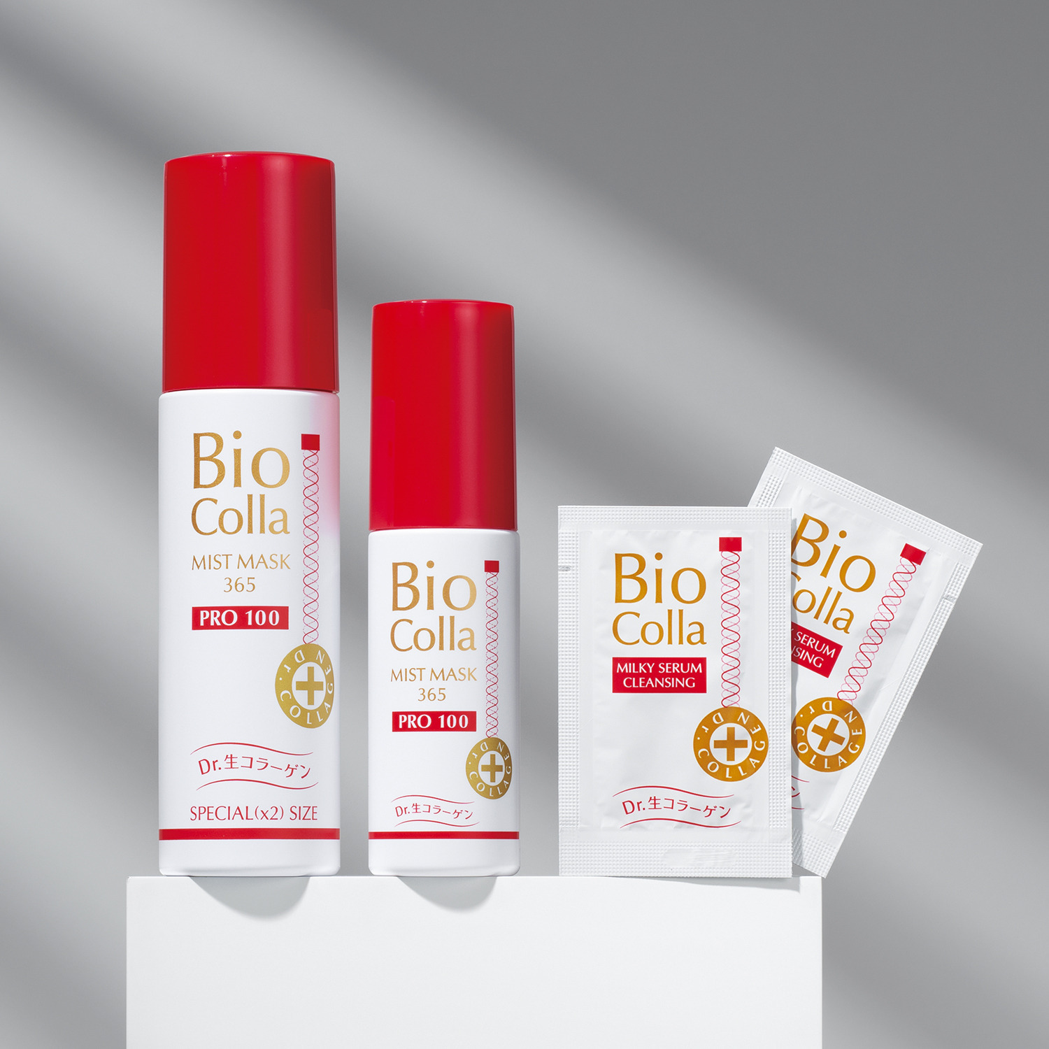 ビオコラ 生コラーゲン配合！ （非加熱２５度以下） 弾むようなハリ肌へ導く ＰＣミストマスク３６５ プロ１００ ３本分特別セット