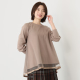 イシカワラボ★ヒトミ 裏起毛ソフトジャージー チュールレイヤード フレアーデザイン チュニックプルオーバー