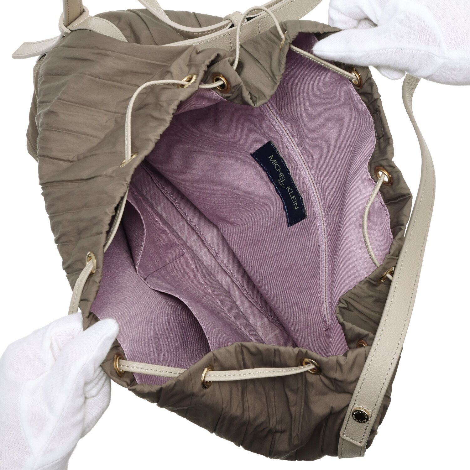 ミッシェル　クラン はっ水 シワプリーツ 巾着ショルダーバッグ