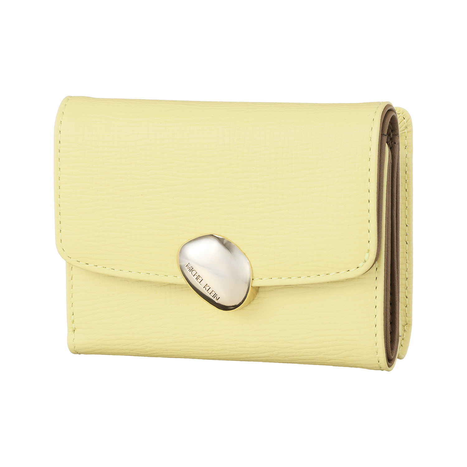 ミッシェル　クラン はっ水 牛革シュリンク型押し ストーンデザインホック式 二つ折り財布