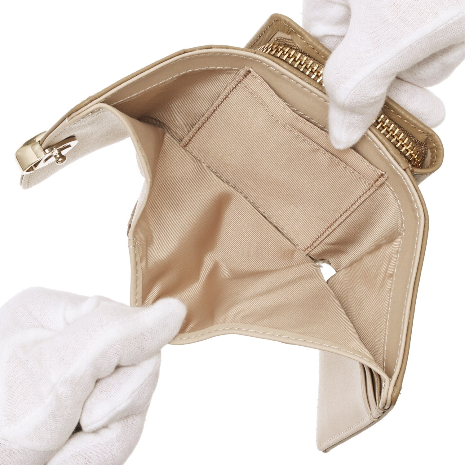 ミッシェル　クラン はっ水 牛革シュリンク型押し ストーンデザインホック式 二つ折り財布