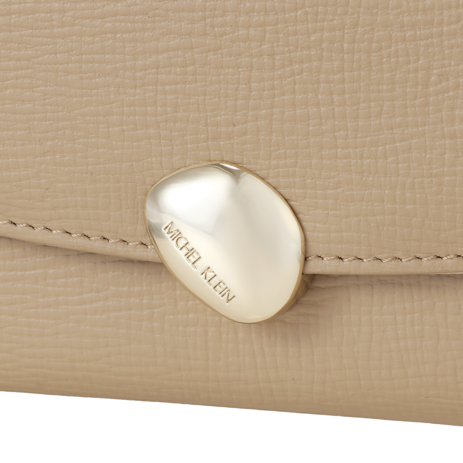 ミッシェル　クラン はっ水 牛革シュリンク型押し ストーンデザインホック式 二つ折り財布