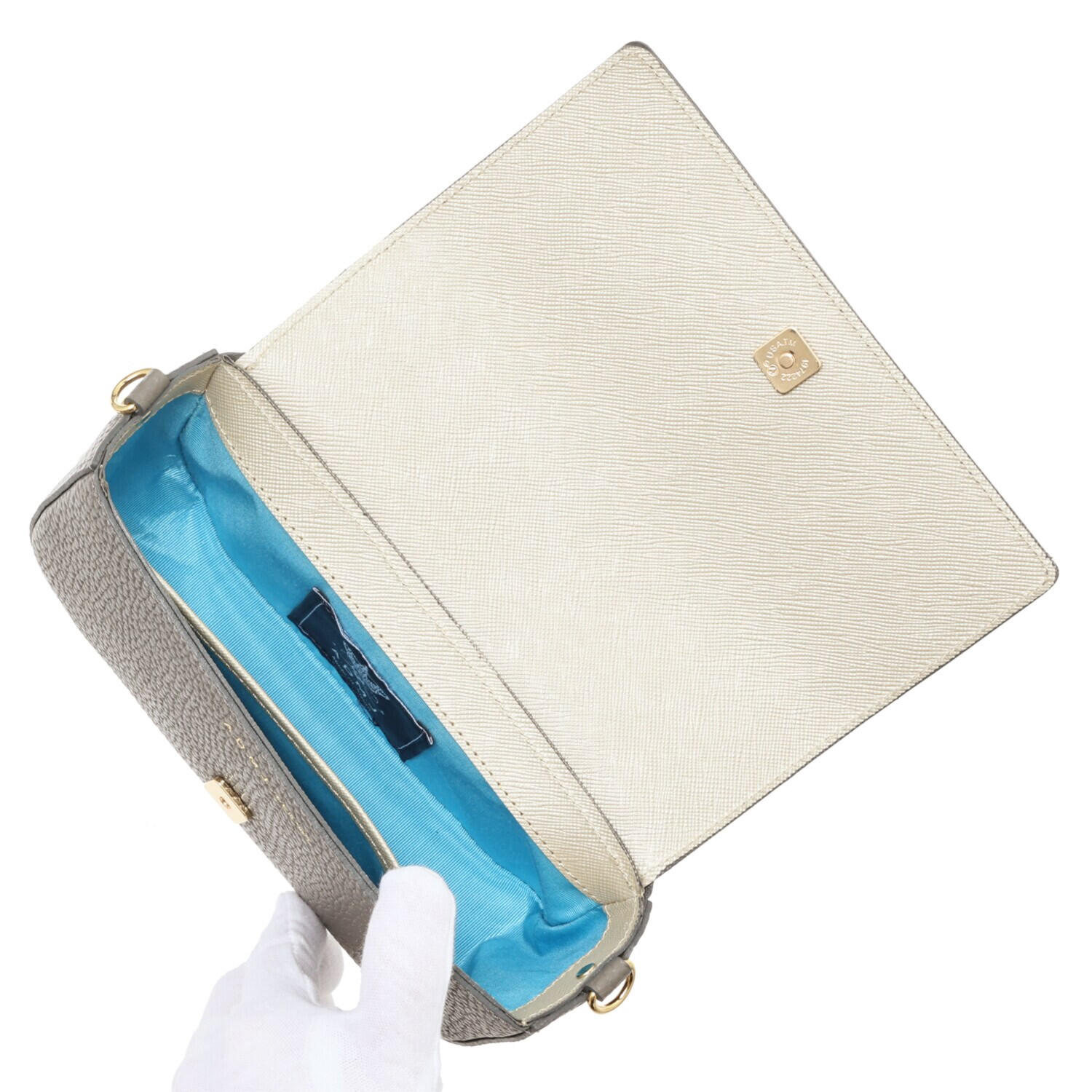 エーディーエムジェイ 牛革シュリンク型押し ２ウェイ ミニショルダーバッグ