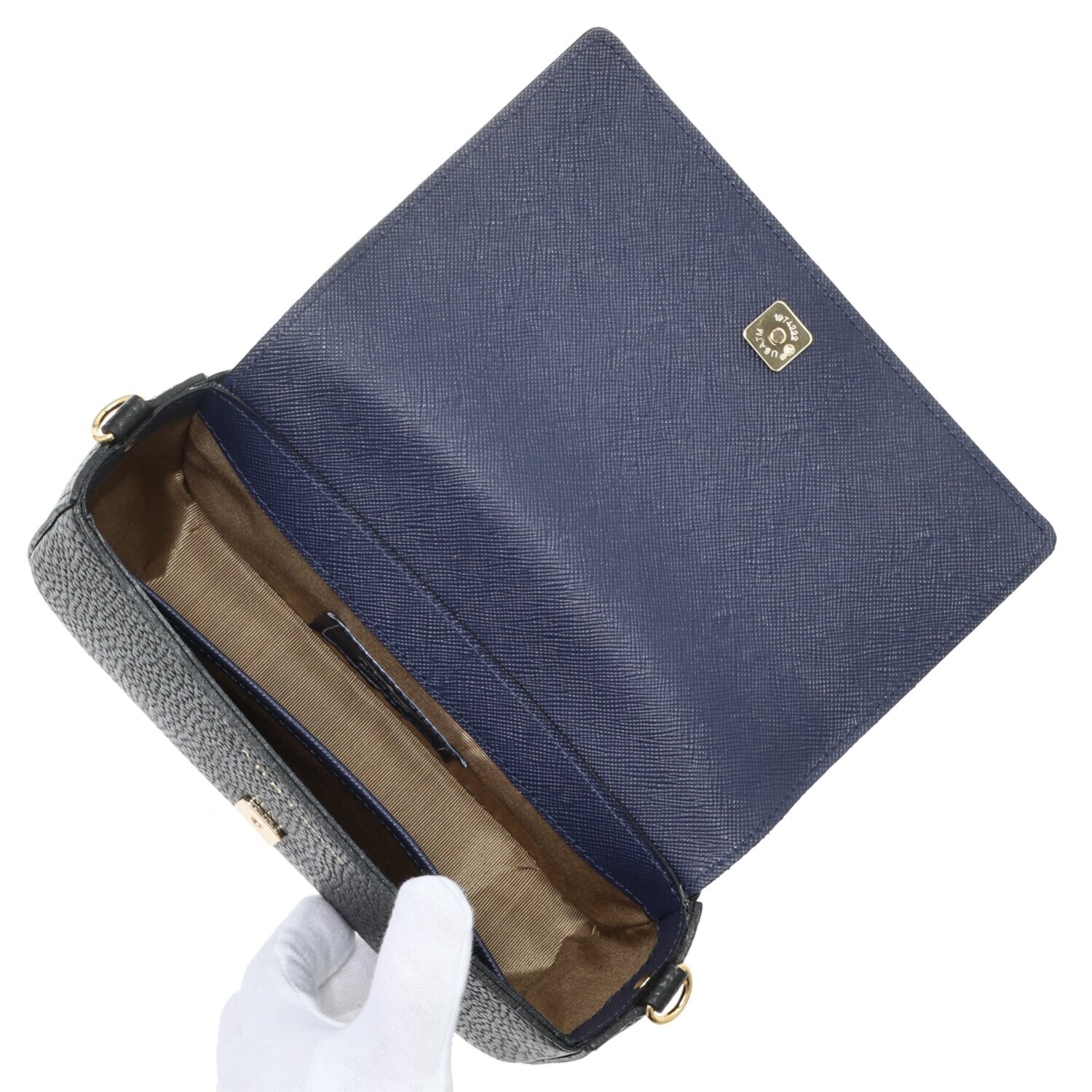 エーディーエムジェイ 牛革シュリンク型押し ２ウェイ ミニショルダーバッグ