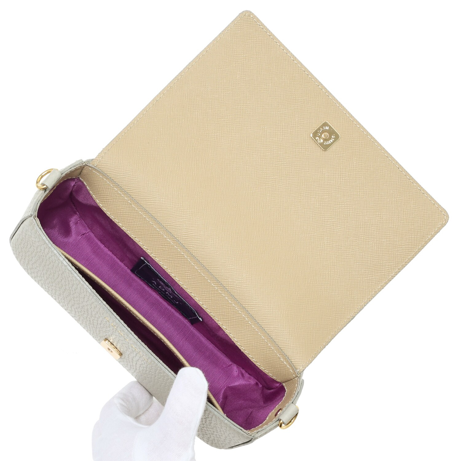 エーディーエムジェイ 牛革シュリンク型押し ２ウェイ ミニショルダーバッグ