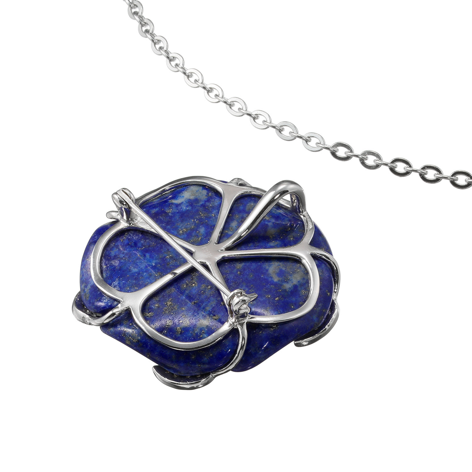 マイクローバー ラピスラズリ＆ＣＺ ローズカービング ペンダントブローチ＆ ロングネックレス