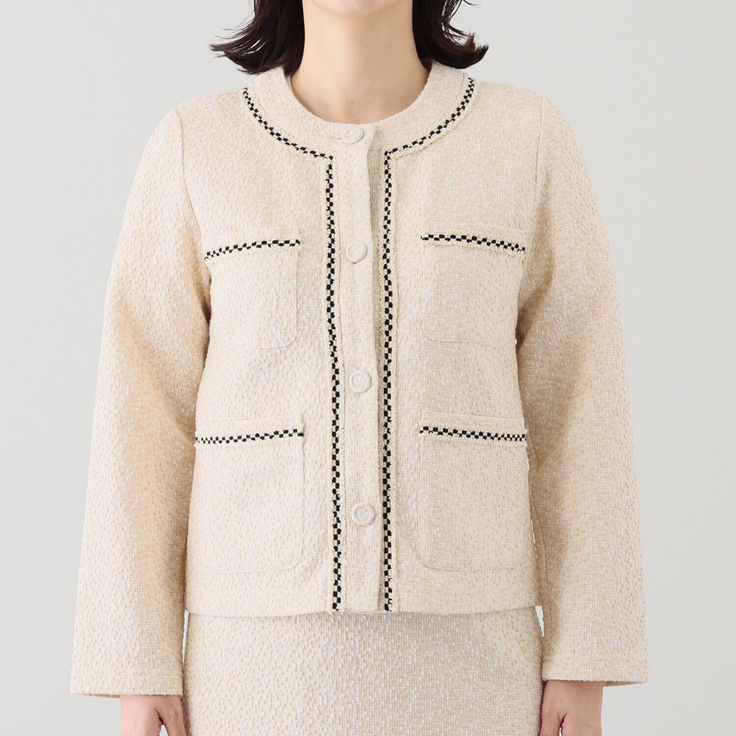 レイメイヤーズ イタリア製生地使用 ファンシーツイード ジャージージャケット