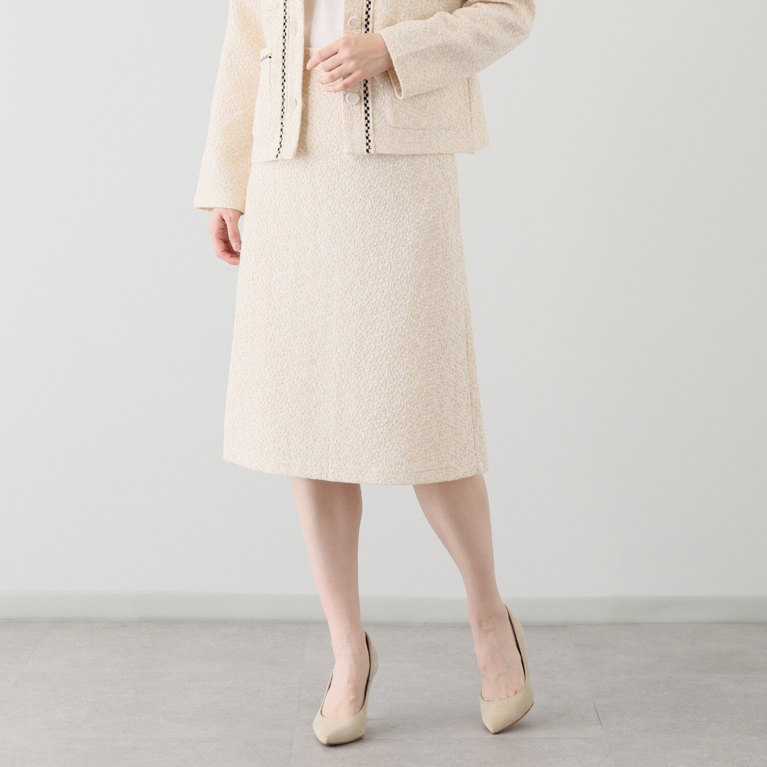 レイメイヤーズ イタリア製生地使用 ファンシーツイード ジャージースカート