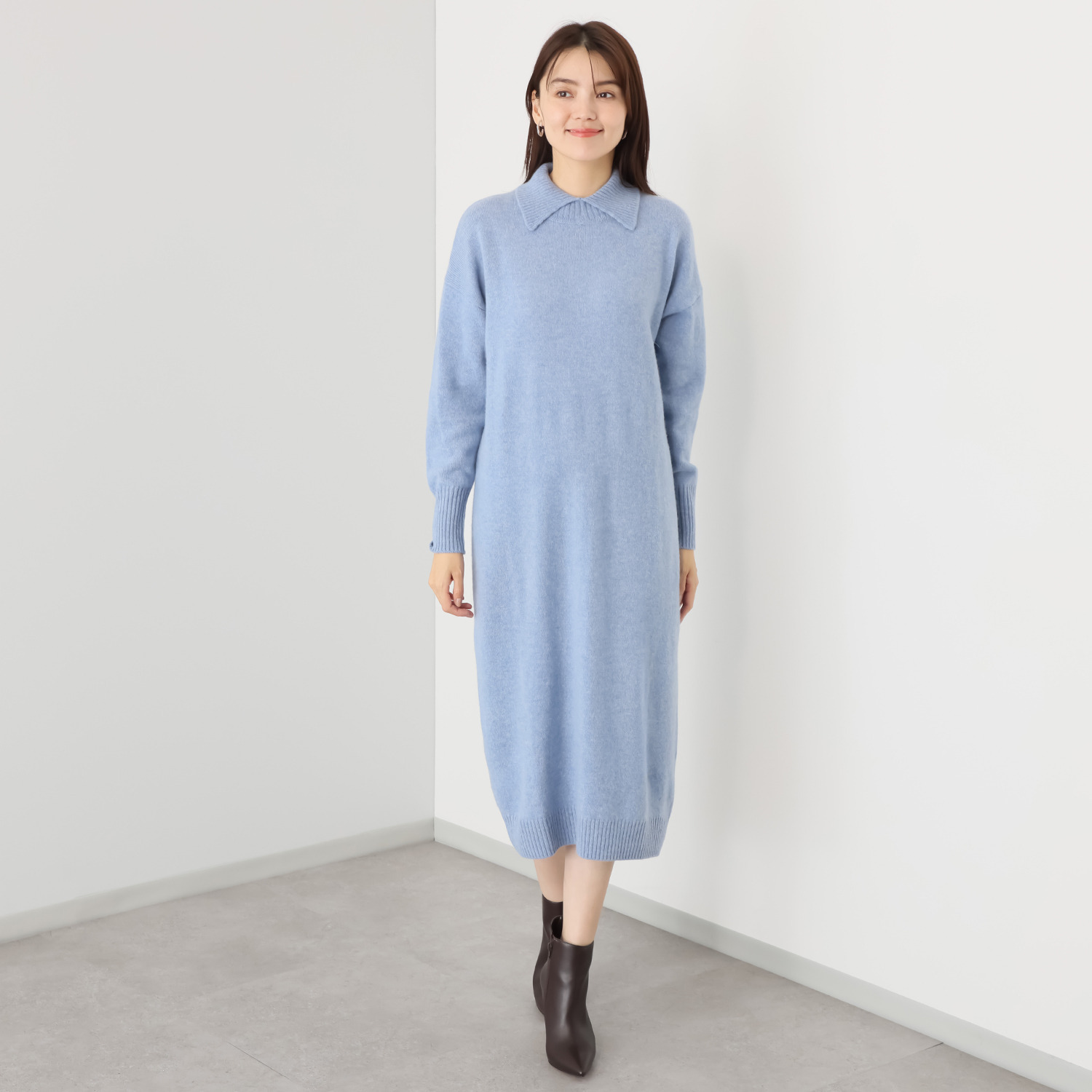 エヌエフ 自社牧場で育った ウールカシミヤ タートルネック ワンピース