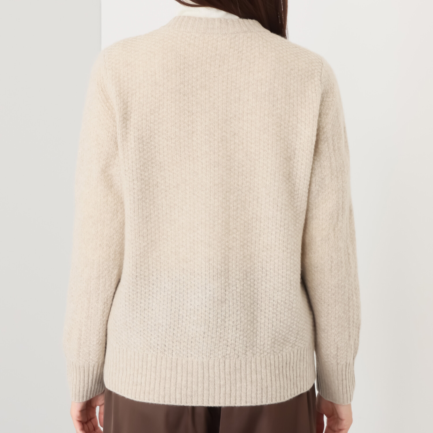 エヌエフ 自社牧場で育った ウールカシミヤ ケーブル編カーディガン