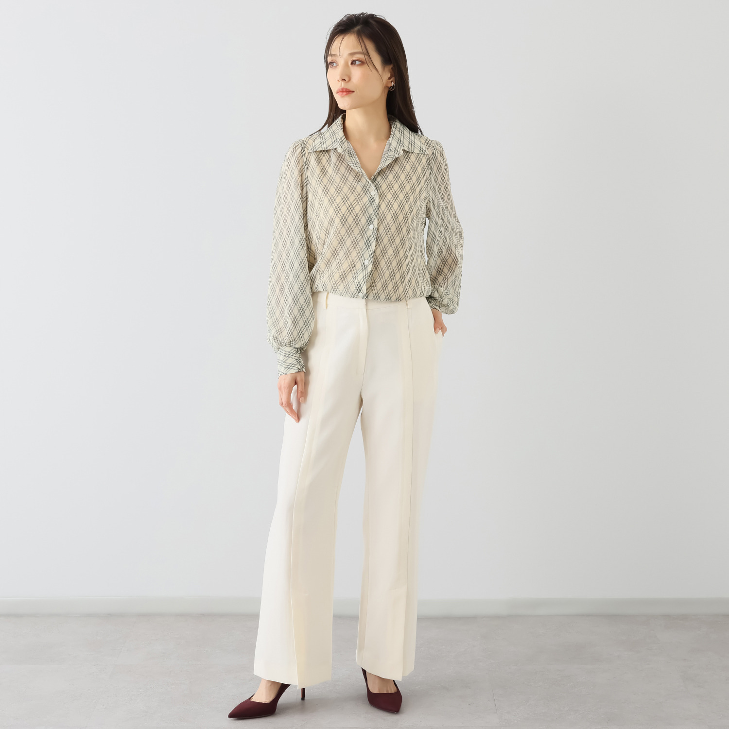 マダムヒロコ ダブルジョーゼット センターベンツパンツ