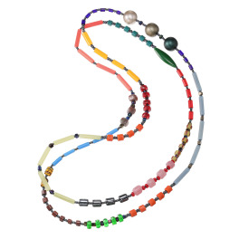 アビステ ウンゲル社 ガラスビーズ マルチカラー スーパーロングネックレス