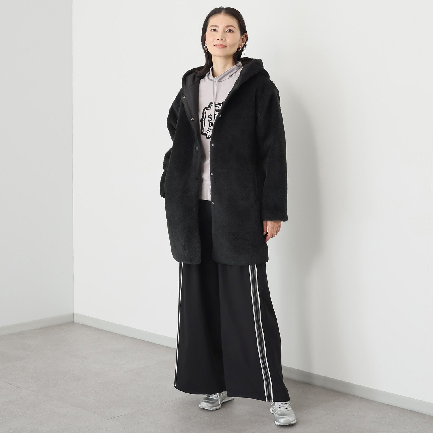 スタイル・ラヴィー キルティングアクセント 立体的なカットが新しい エコファー フーディーコート