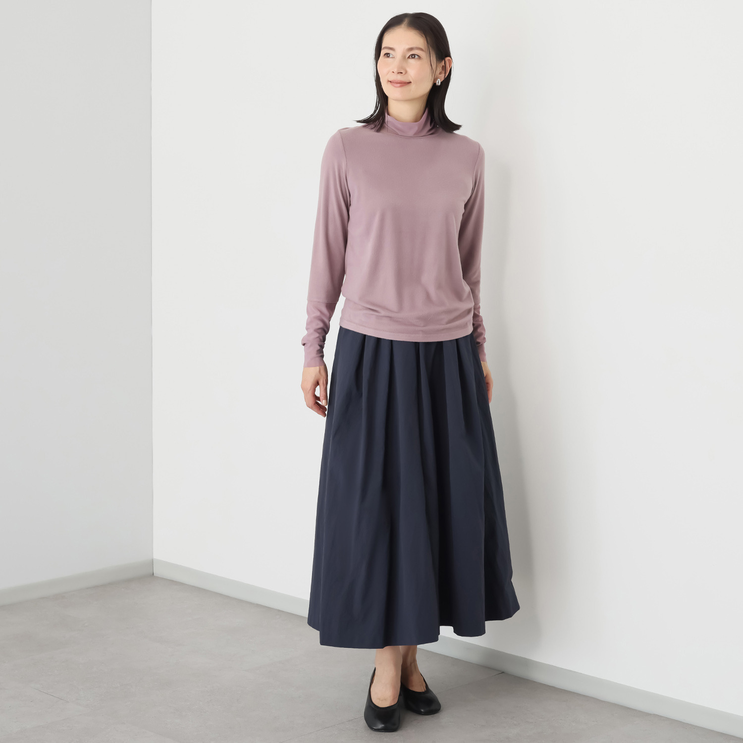 スタイル・ラヴィー チュールアクセント 極上の暖かさ＆肌触り！ 新感覚のタートルネック プルオーバー