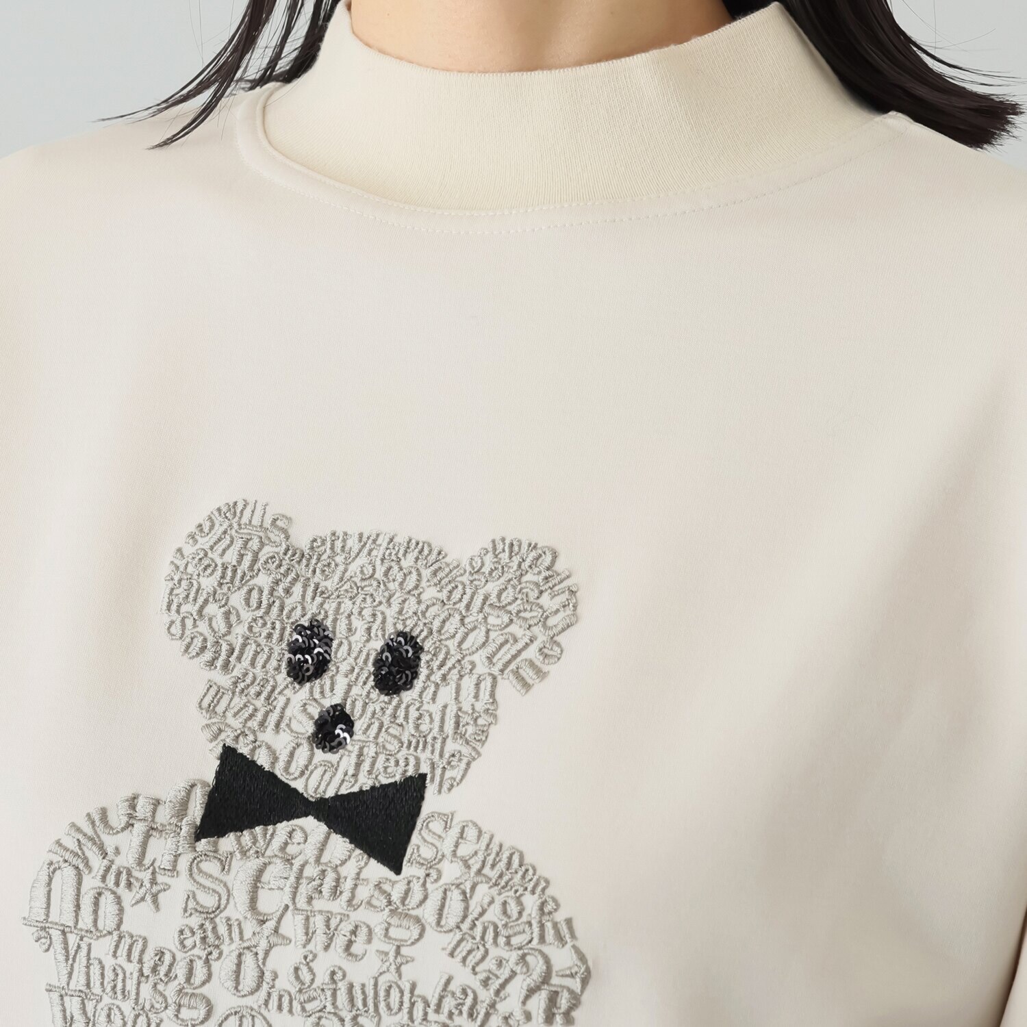 スタイル・ラヴィー ハイネックリブ使い 抱きしめたくなる ベアちゃん カットソープルオーバー