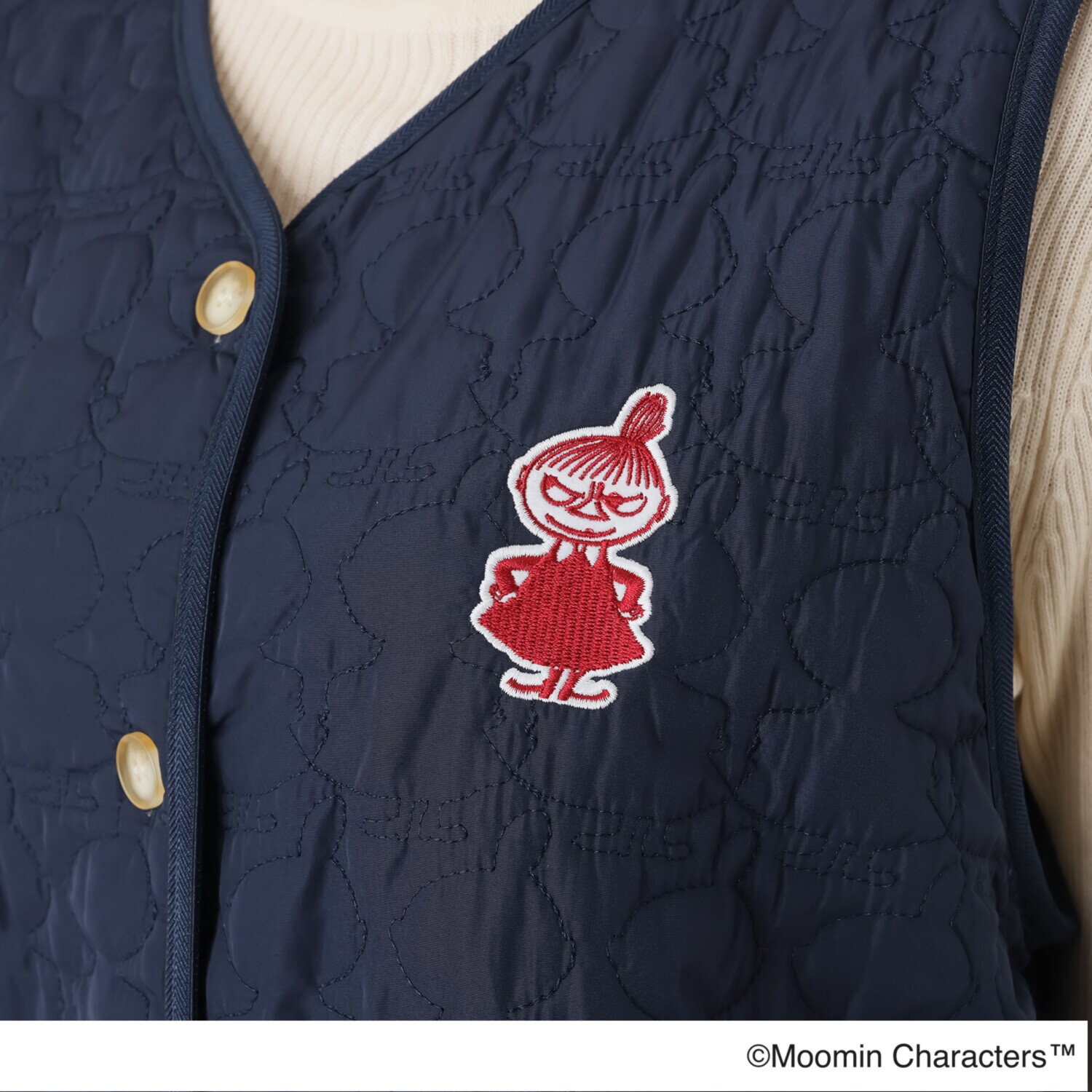 ムーミン シルエット型キルト 裏フリースのあたたか ルームベスト