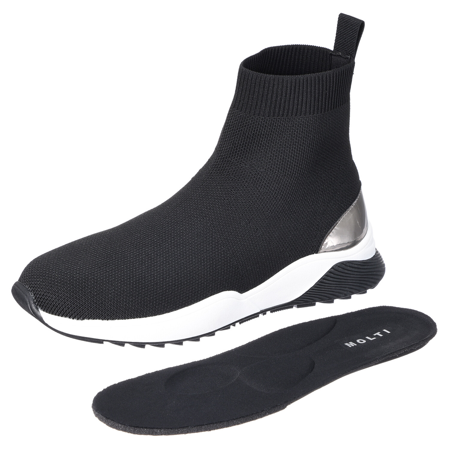 モルティ メタリックアクセント ソックスブーツ