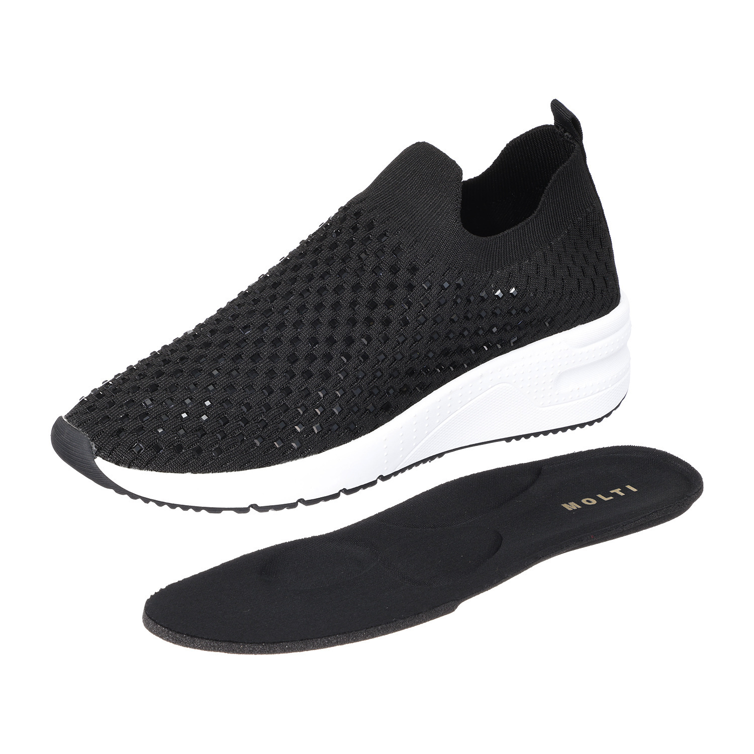 モルティ スクエアカット スパークルビジュウ ニットスニーカー