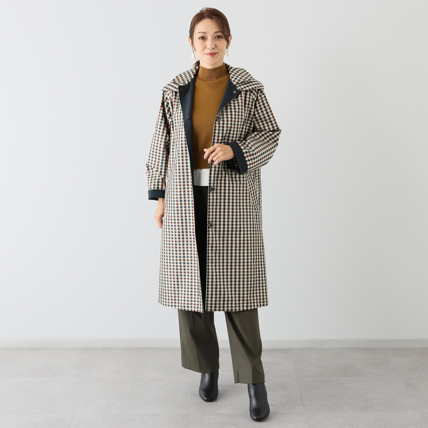 アクアスキュータム 防水・はっ水・防風 全天候型 ポケッタブル ステンカラーコート