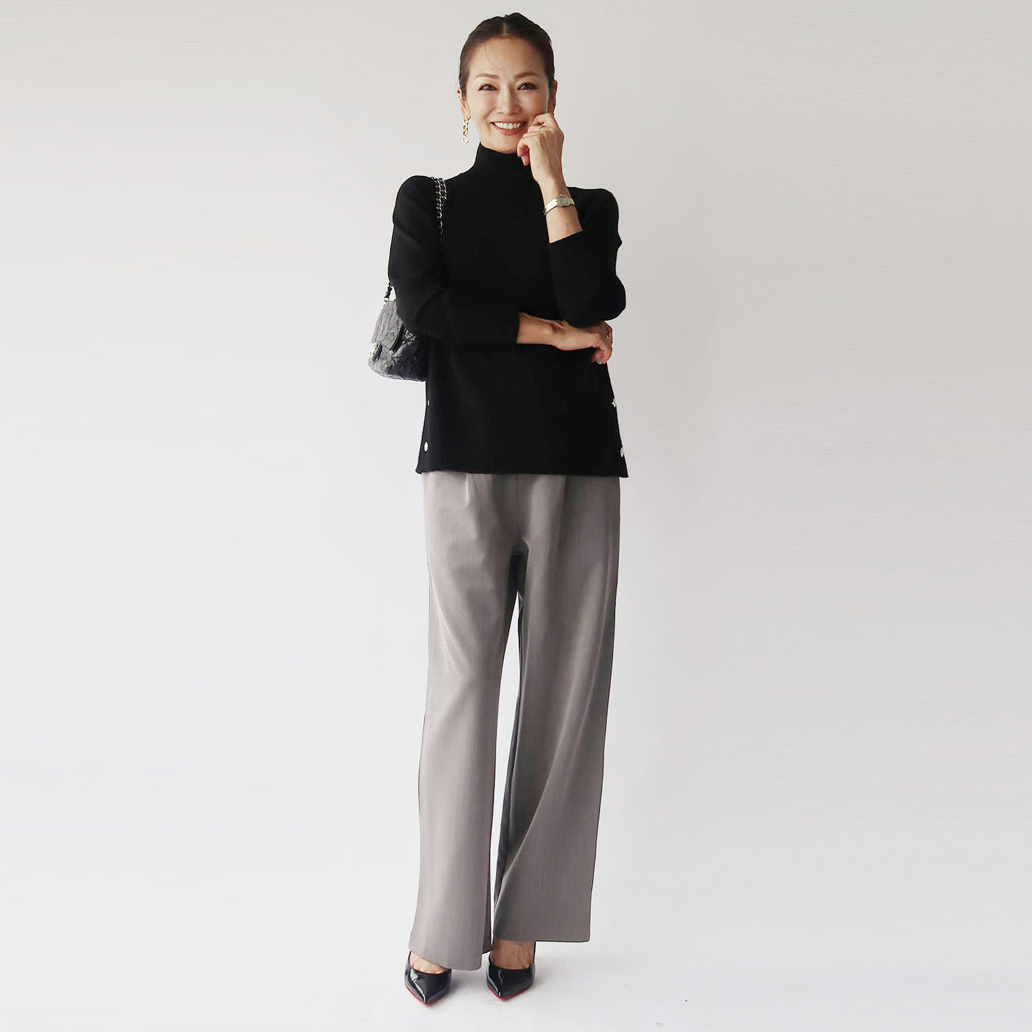 フーア ボタンアクセント ニットプルオーバー