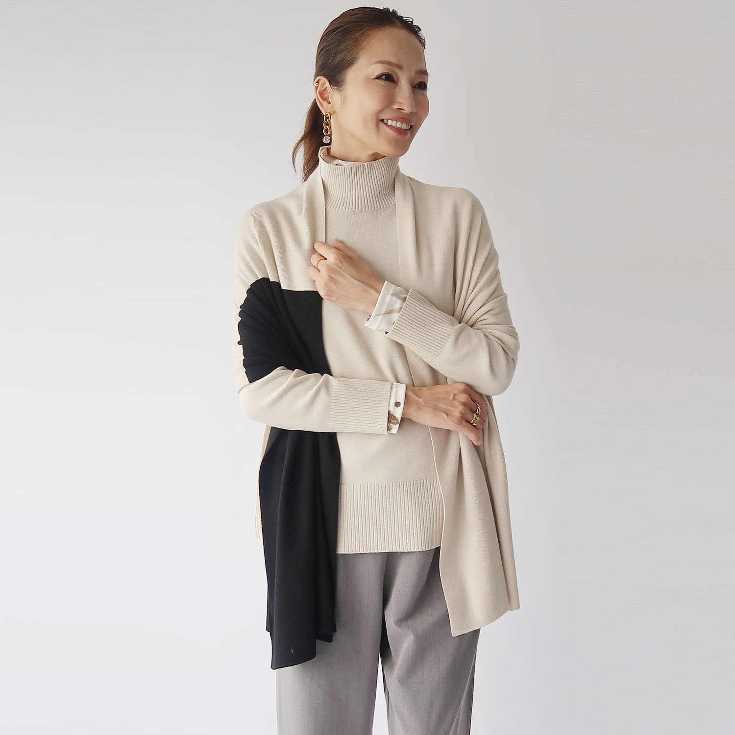 フーア バイカラー ニットストール