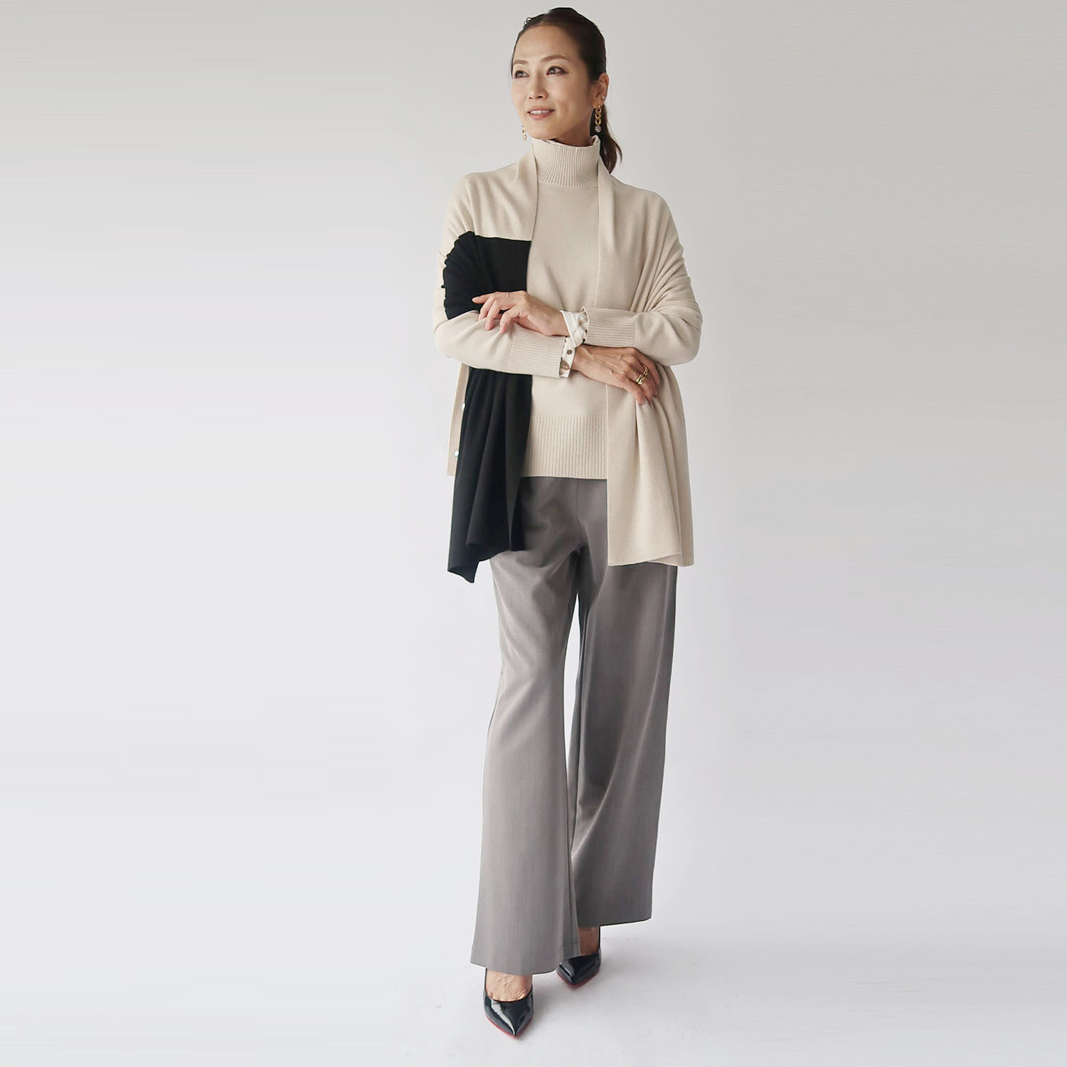 フーア バイカラー ニットストール