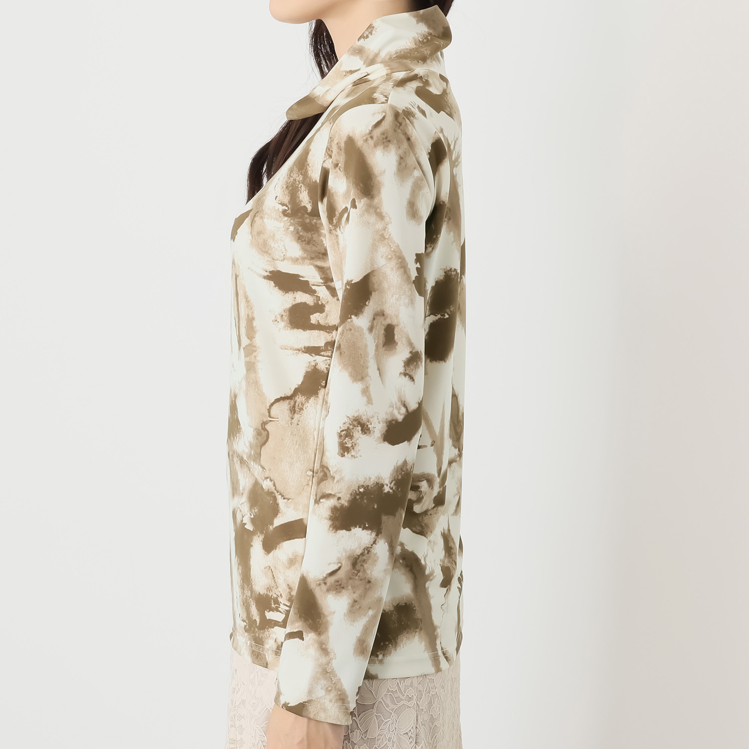 フーア グラデーションプリント ハイネック カットソープルオーバー