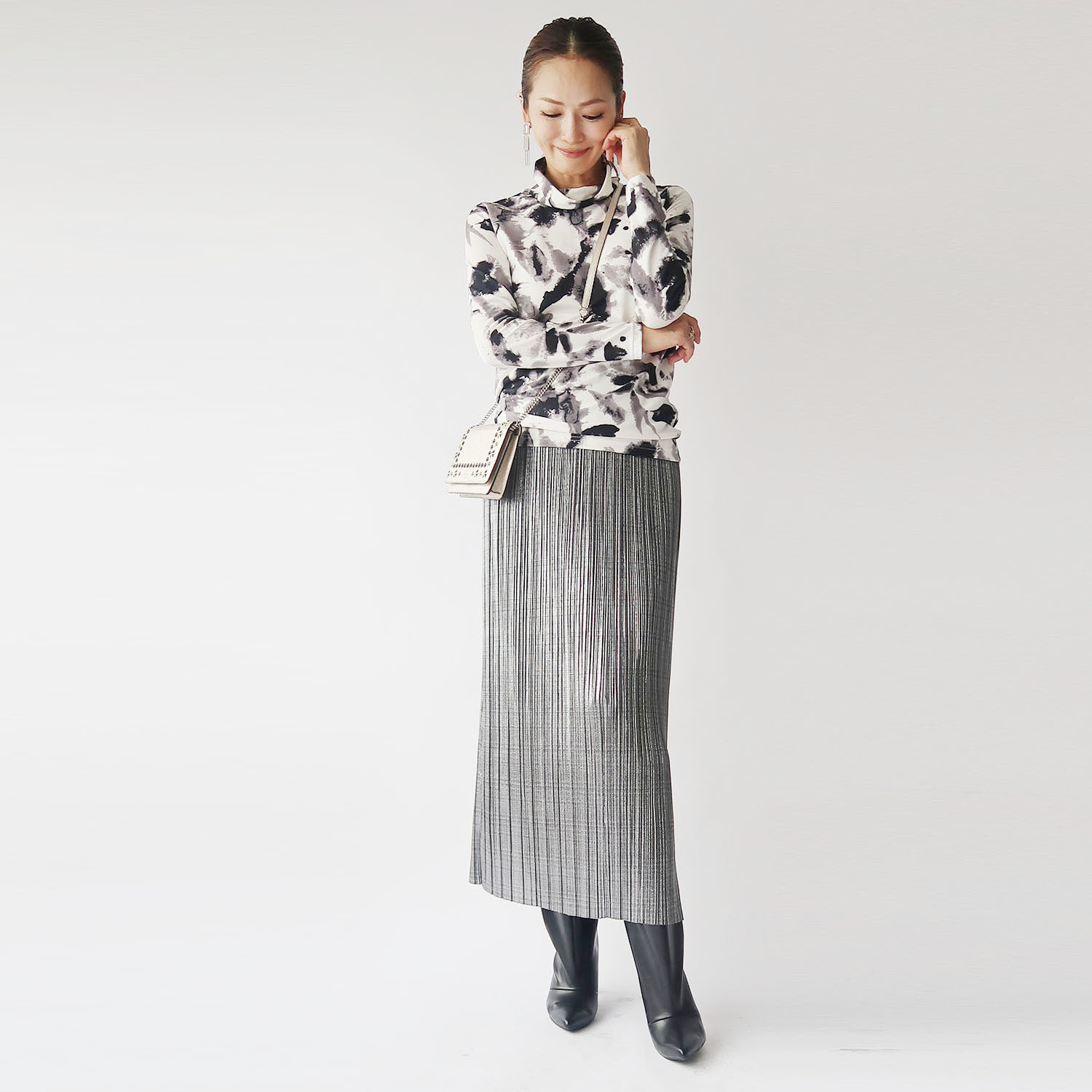 フーア グラデーションプリント ハイネック カットソープルオーバー