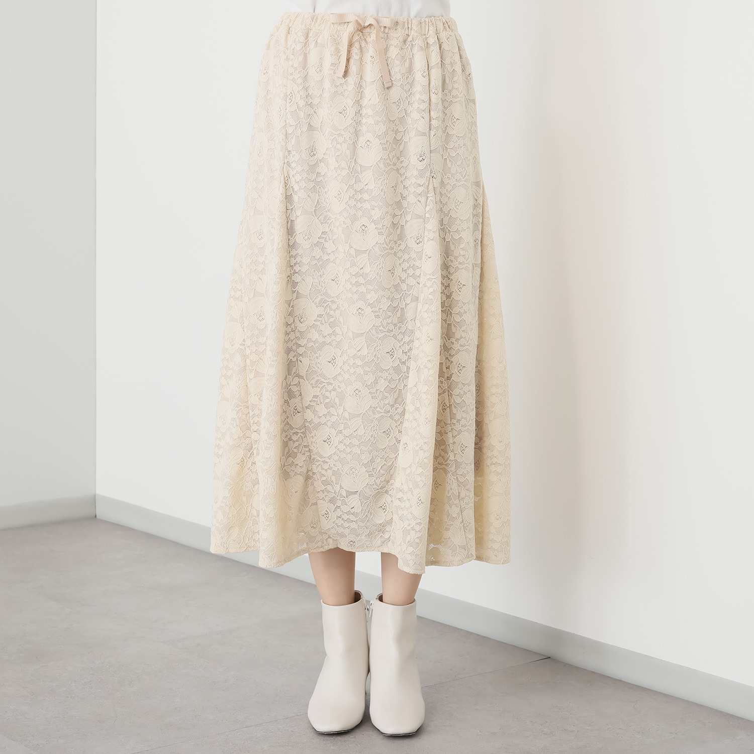 フーア レース ロングフレアースカート