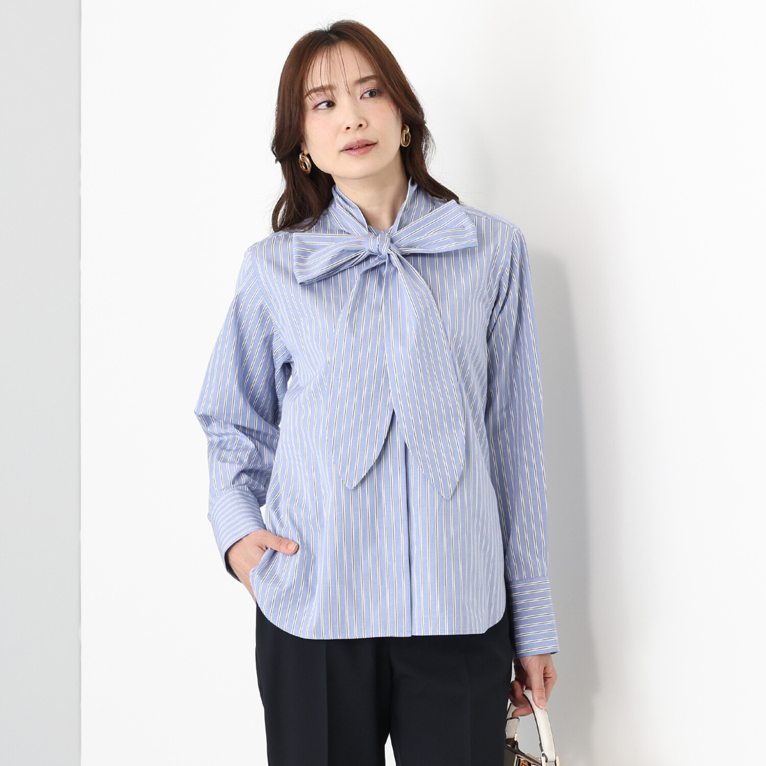 亀　恭子セレクト！ ロペ 上質コットンを使用 ボウタイブラウス