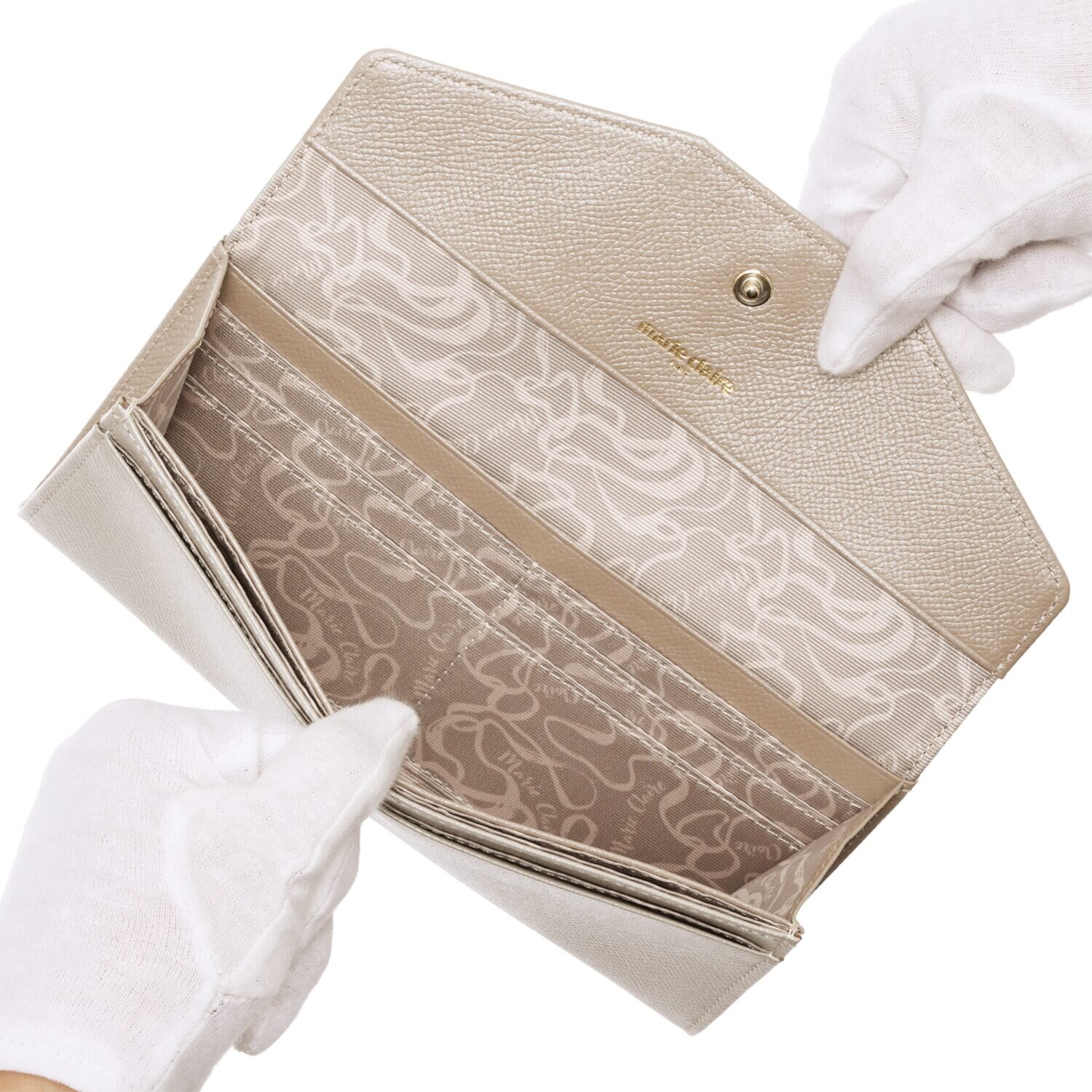 マリ・クレール ホースレザー ミスティリングブローチ付 スリムウォレット