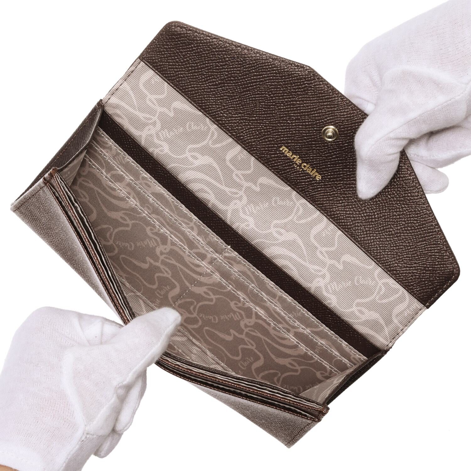 マリ・クレール ホースレザー ミスティリングブローチ付 スリムウォレット