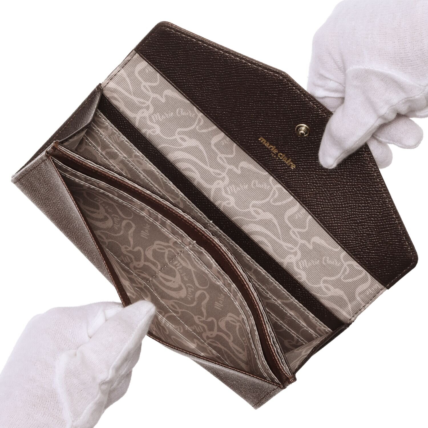 マリ・クレール ホースレザー ミスティリングブローチ付 スリムウォレット