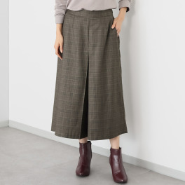 ベネディクション マシーンウォッシャブル グレンチェック柄 スカートライク キュロットパンツ