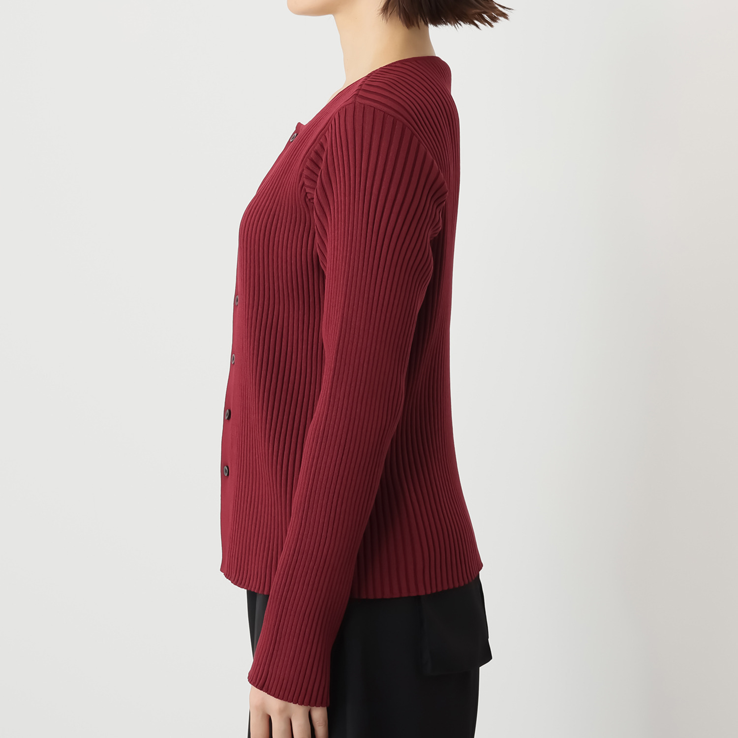 コモエリークローゼット フェイクレイヤード 配色ニットプルオーバー