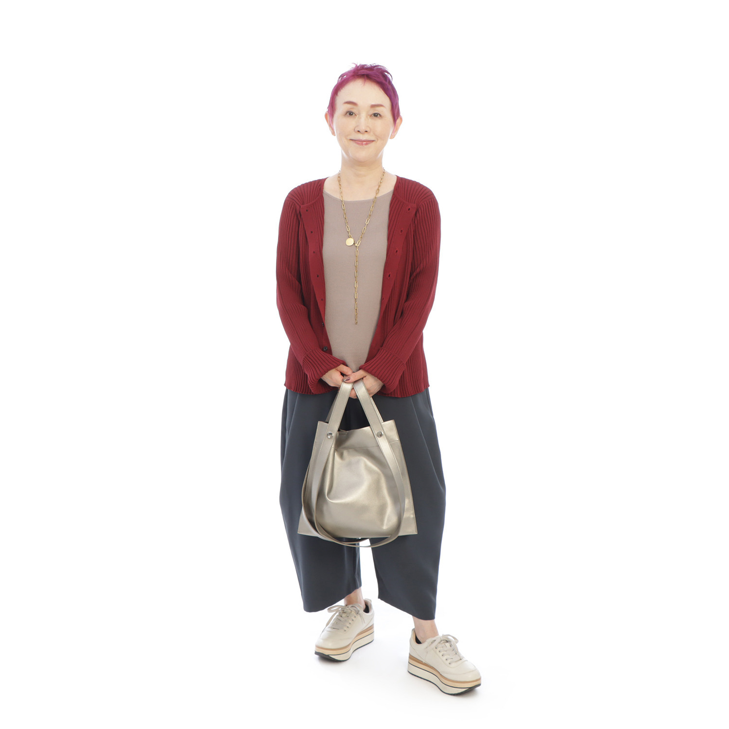 コモエリークローゼット フェイクレイヤード 配色ニットプルオーバー