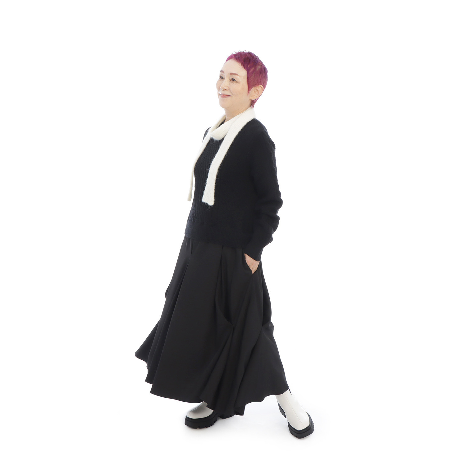 コモエリークローゼット 異素材ドッキング ワンピース