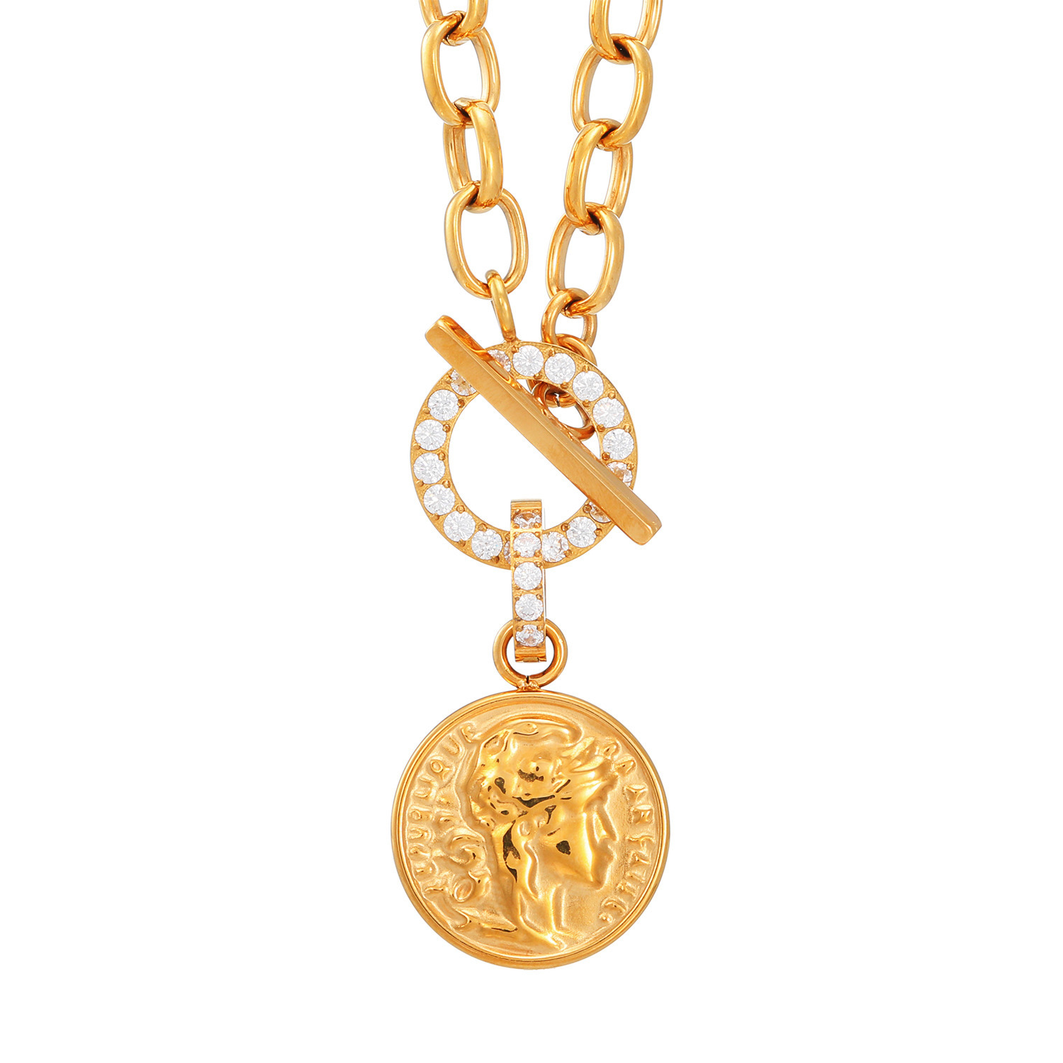 ラフィナリスタ サージカルステンレス ＣＺトグル＆バー チャンキーチェーン ネックレス＆ ペンダントトップ