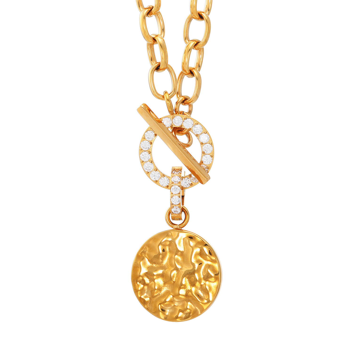 ラフィナリスタ サージカルステンレス ＣＺトグル＆バー チャンキーチェーン ネックレス＆ ペンダントトップ