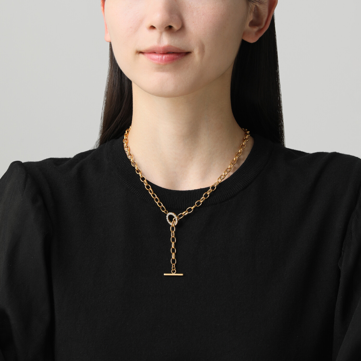 ラフィナリスタ サージカルステンレス ＣＺトグル＆バー チャンキーチェーン ネックレス＆ ペンダントトップ