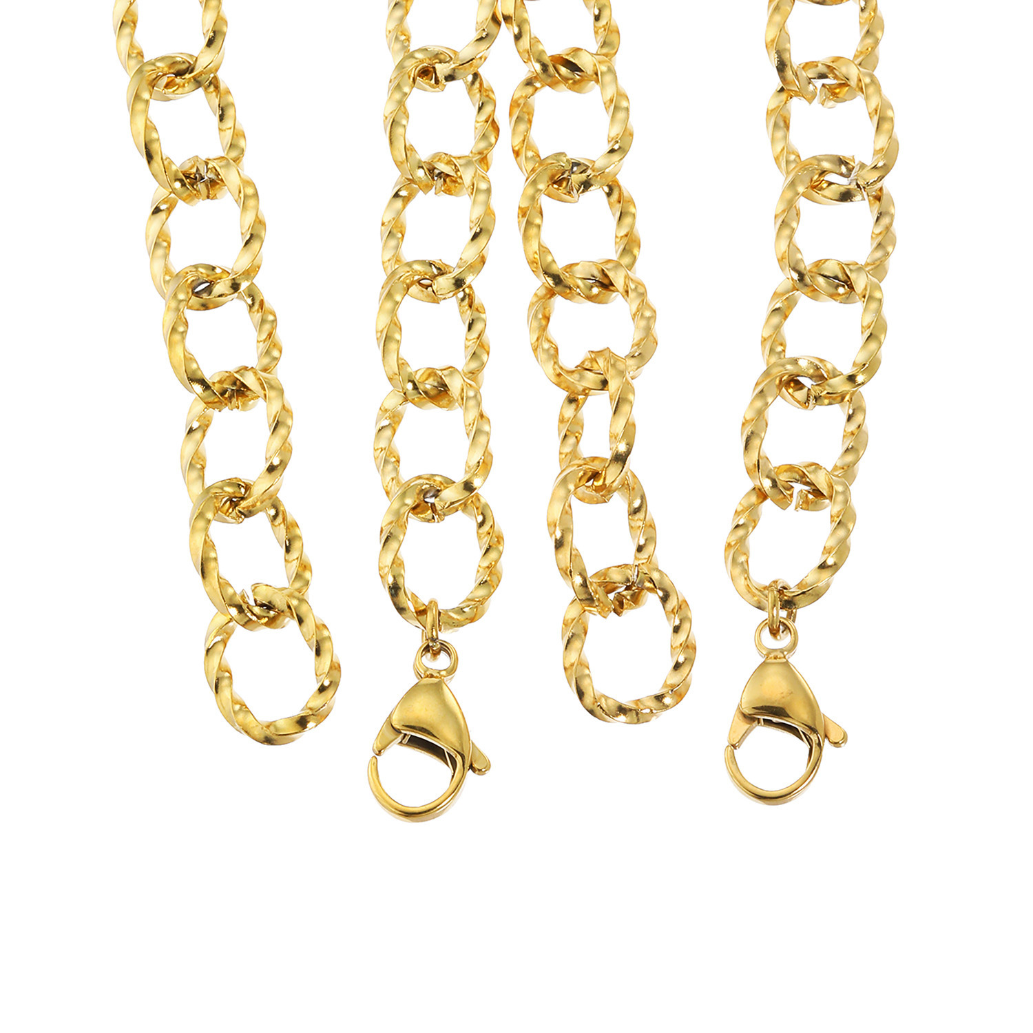 デルークス ステンレス ツイストデザインチェーン ロングネックレス＆ ブレスレットセット