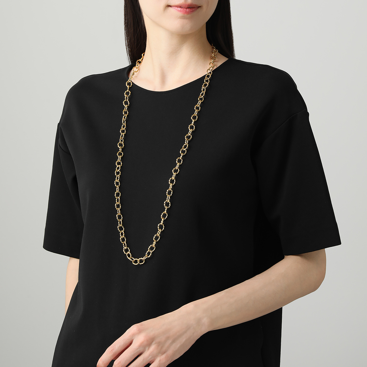 デルークス ステンレス ツイストデザインチェーン ロングネックレス＆ ブレスレットセット