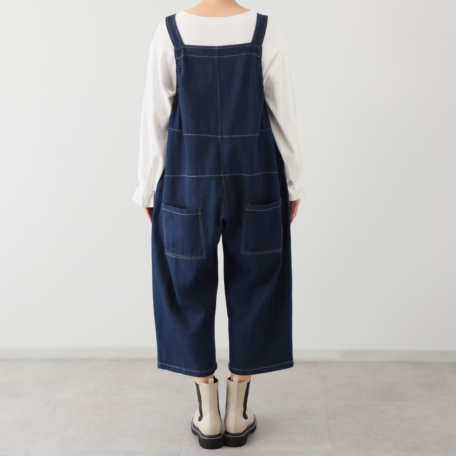 ベルデニム ウォッシュ加工入り デニム素材 デザインオーバーオール
