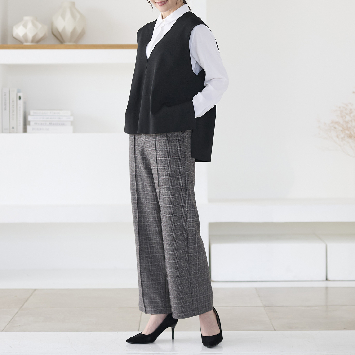 ＴＡＫＵＭＩＢＡ 吸湿発熱 ウーリッチウォーム イージーワイドスラックス ＜股下６５ｃｍ＞