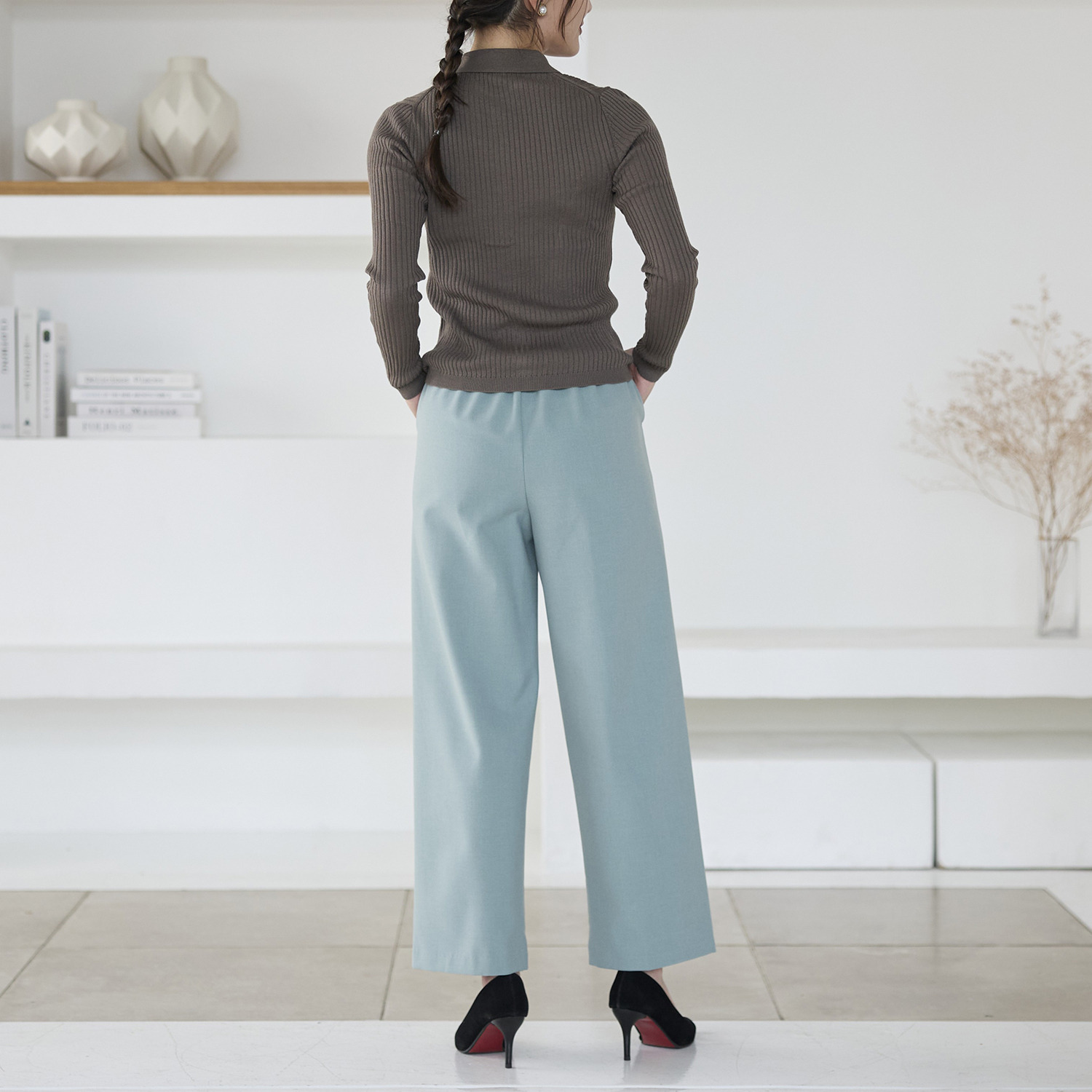 ＴＡＫＵＭＩＢＡ 吸湿発熱 ウーリッチウォーム イージーワイドスラックス ＜股下６５ｃｍ＞