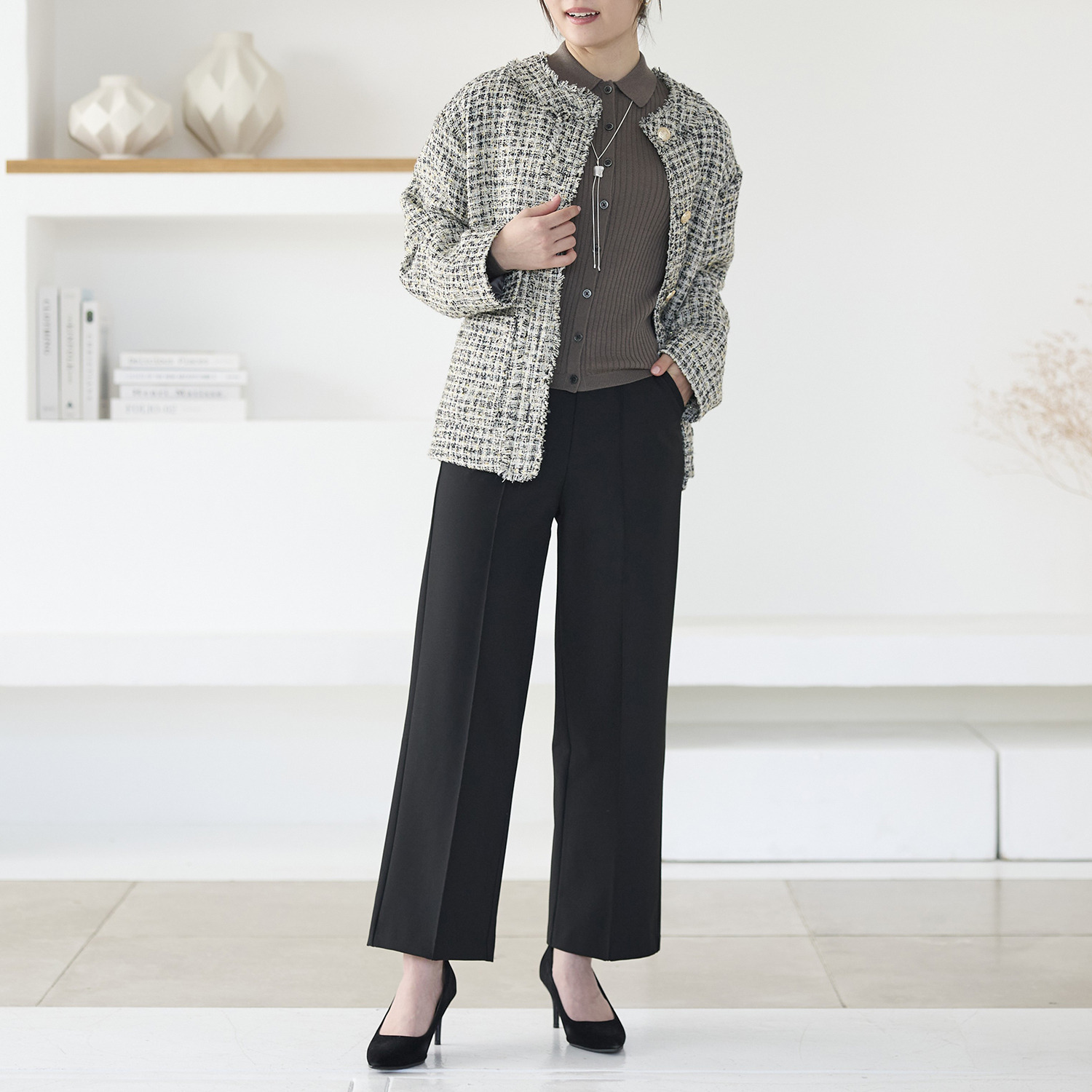 ＴＡＫＵＭＩＢＡ 吸湿発熱 ウーリッチウォーム イージーワイドスラックス ＜股下６５ｃｍ＞