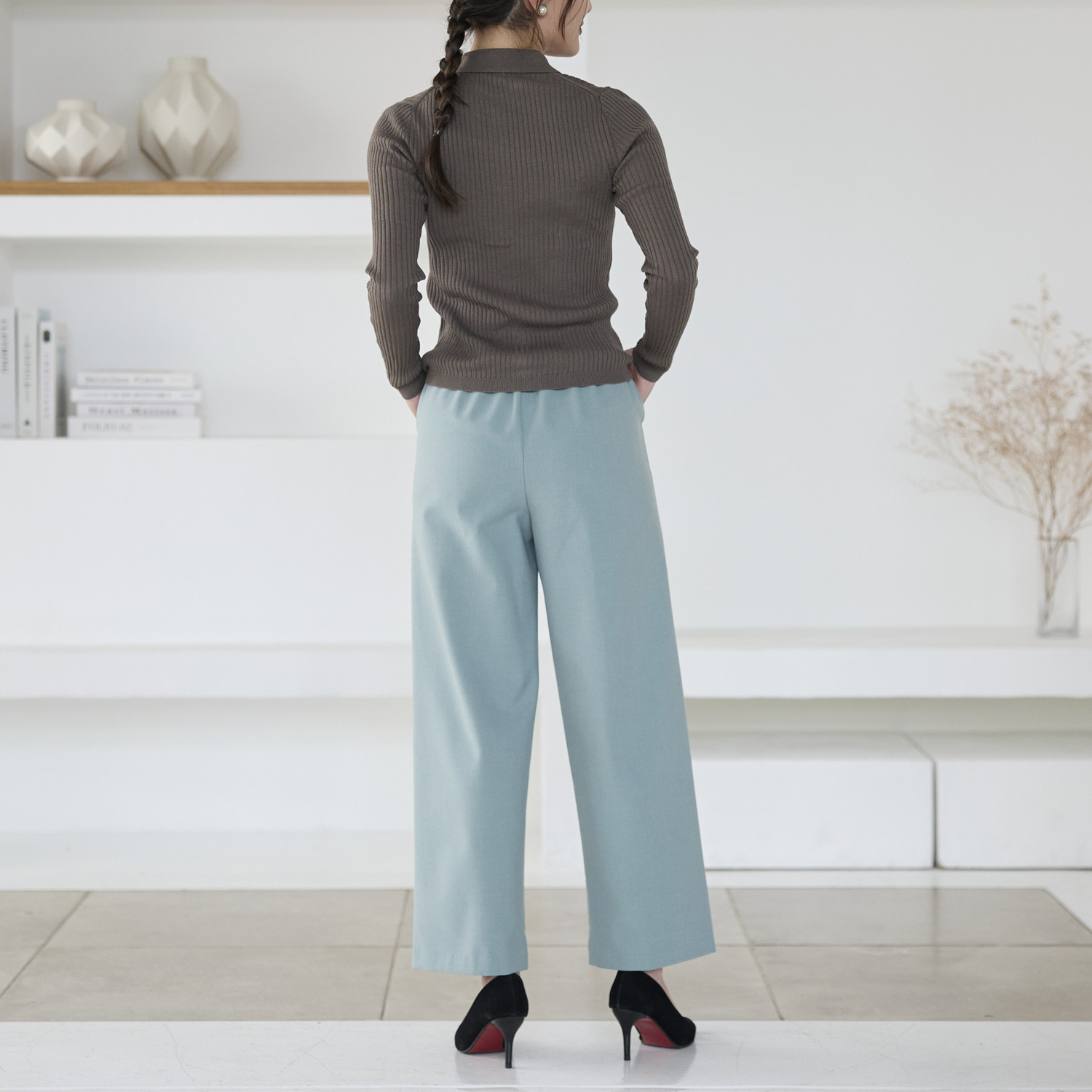 ＴＡＫＵＭＩＢＡ 吸湿発熱 ウーリッチウォーム イージーワイドスラックス ＜股下７０ｃｍ＞